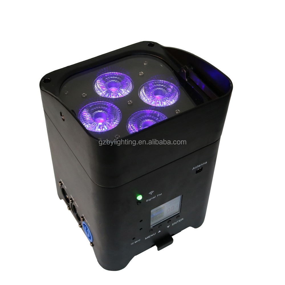 Easy to carry party light Wifi/Wireless DMX/Remote Control LED Battery Uplight  4X12W RGBWA+UV 6in1 battery powered light