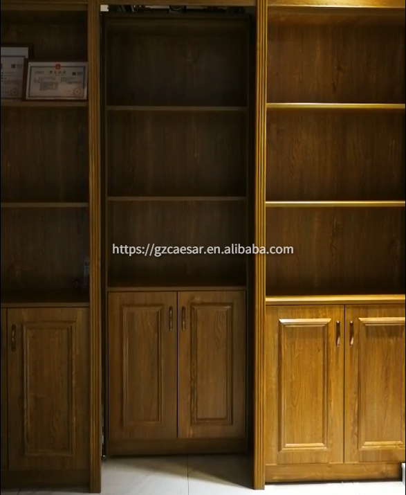 Hidden automatic sliding wood door system opener cabinet flush secret door