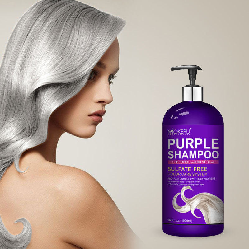 Mokeru sulfate free professional purple shampoo silver toning hair shampoo remove yellow tone instant and long lasting