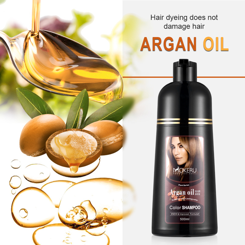 Wholesale manufacturer  herbal argan oil  ammonia free no ppd OEM magic permanent fast black dye hair color shampoo