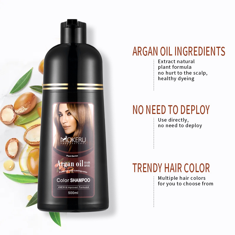 Wholesale manufacturer  herbal argan oil  ammonia free no ppd OEM magic permanent fast black dye hair color shampoo