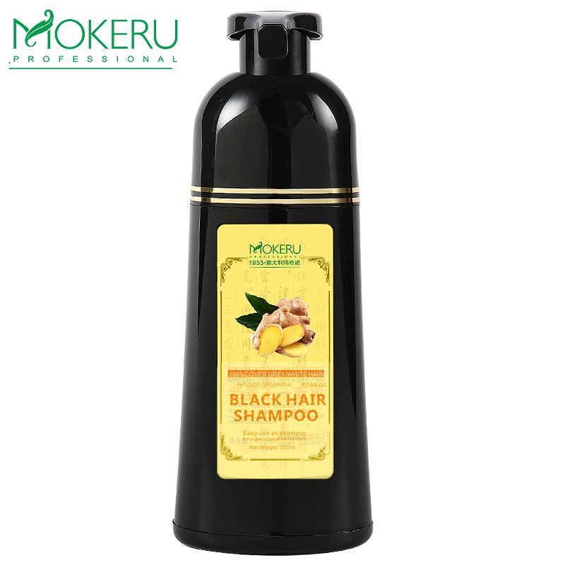 Mokeru ginger king shampoo anti hair beauty loss black color hair dye fast 5 mins cover white hair to  black OEM