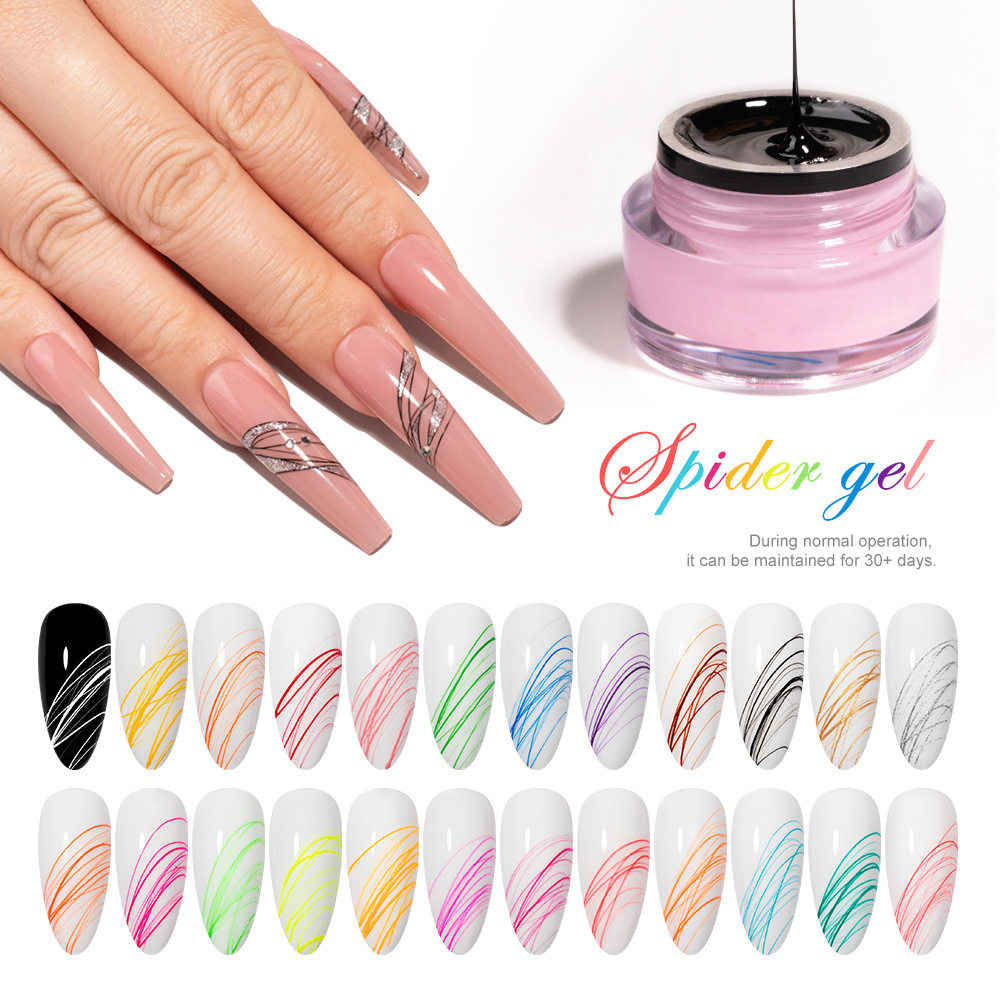 Spider Gel Paint Gel 24 Colors Wholesale Nails Supplies Salon Uv Nail Art Painting Spider Gel