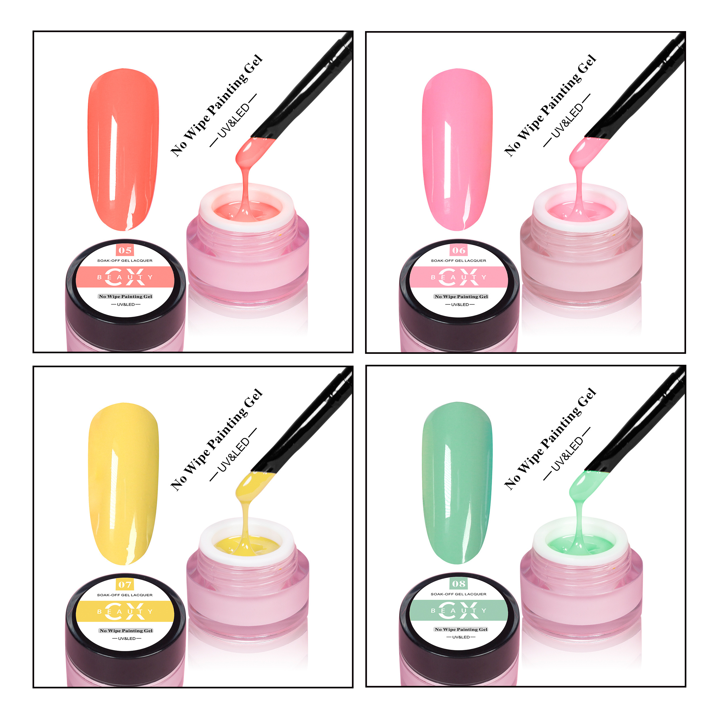 Free Sample Non-toxic UV Gel No Wipe Painting Color Gel in Nail Gel  Paint