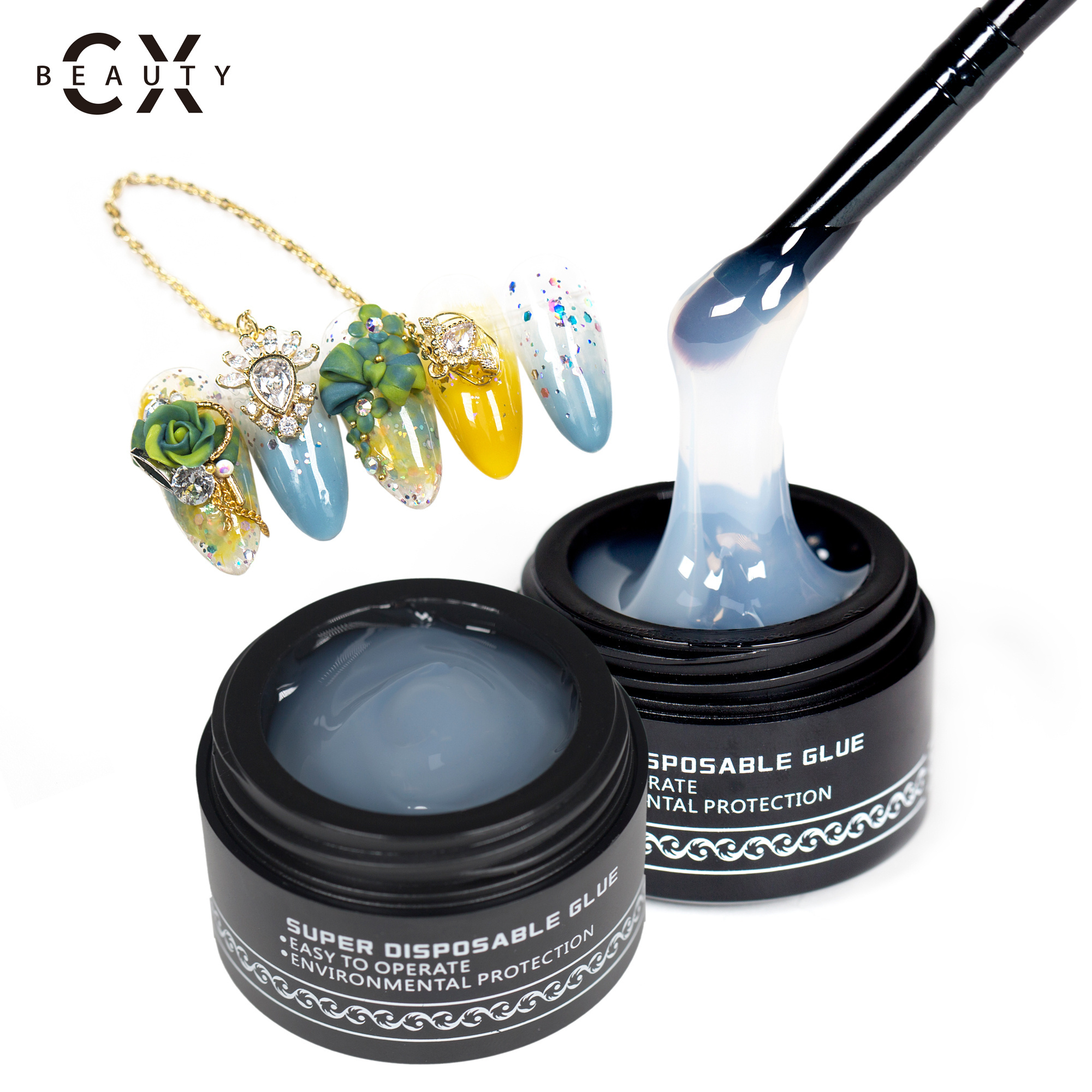 CX Beauty OEM Nail Art UV LED Soak Off Gel Polish 15ml Nail Gel Polish Diamond Clear Uv Gel Glue for Decoration