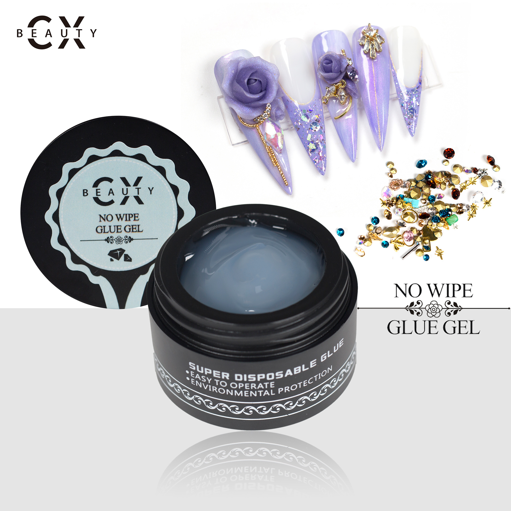 CX Beauty OEM Nail Art UV LED Soak Off Gel Polish 15ml Nail Gel Polish Diamond Clear Uv Gel Glue for Decoration