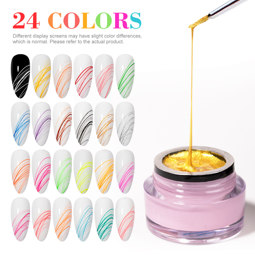 Spider Gel Paint Gel 24 Colors Wholesale Nails Supplies Salon Uv Nail Art Painting Spider Gel