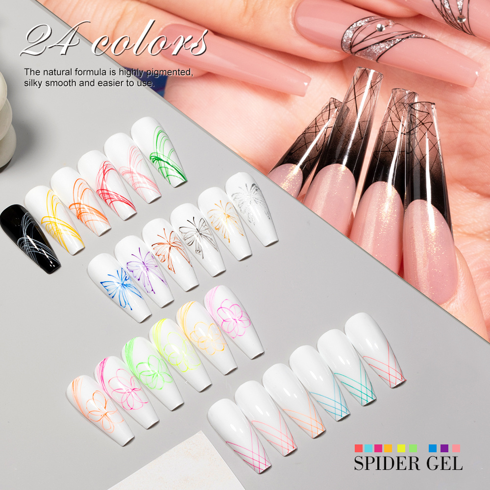 Spider Gel Paint Gel 24 Colors Wholesale Nails Supplies Salon Uv Nail Art Painting Spider Gel