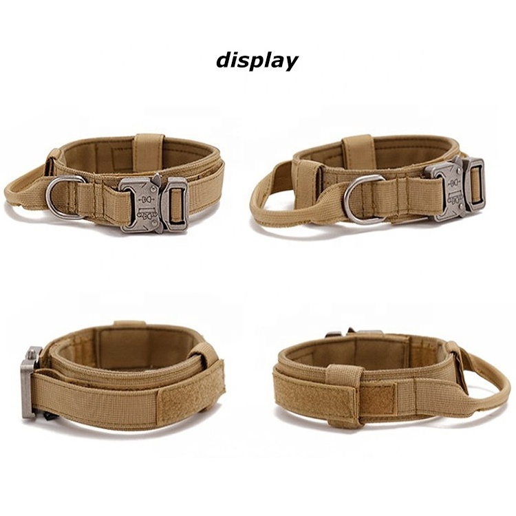 Wholesale Heavy Duty Metal Buckle Pet Dog Training Collar Large Dogs Collar And Leash Set Tactical Dog Collar