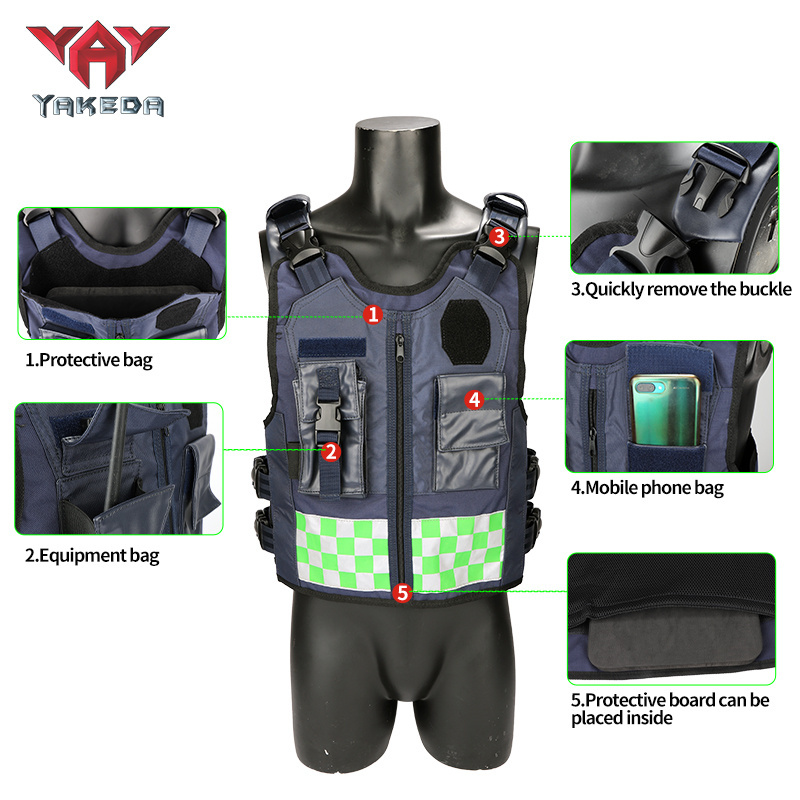 YAKEDA High Quality Blue chaleco seguridad 600D Polyester pp webbing Quick Release Tactical utility working Reflective Vest