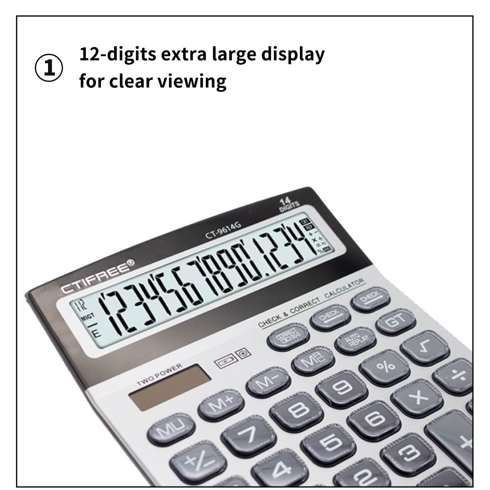 Electric calculator CTIFREE Desk Tables Calculator CT-9614G Cheap Custom Logo Calculator For Office Business