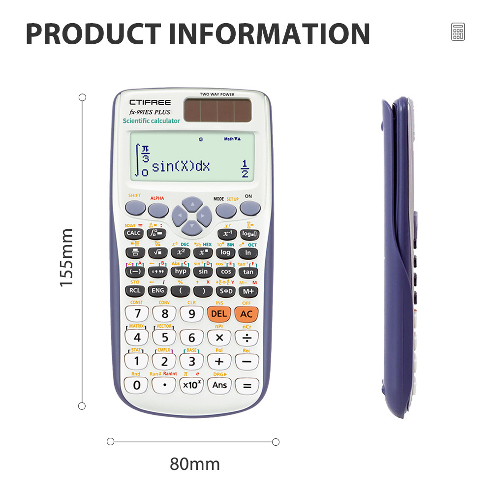 Scientific Calculator Logo Digital Professional Students Mathematics Fx 991es Plus Custom Solar Electronic Scientific Calculator