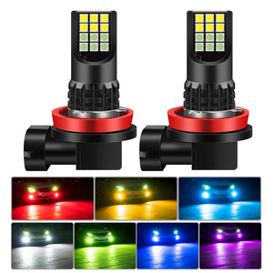 Two-color H8 LED Fog Lights Bulb H7 H9 H11 H4 H16 P13W 9005 HB3 9006 HB4 3030 24SMD LED Front Fog Lamp DRL Accessories