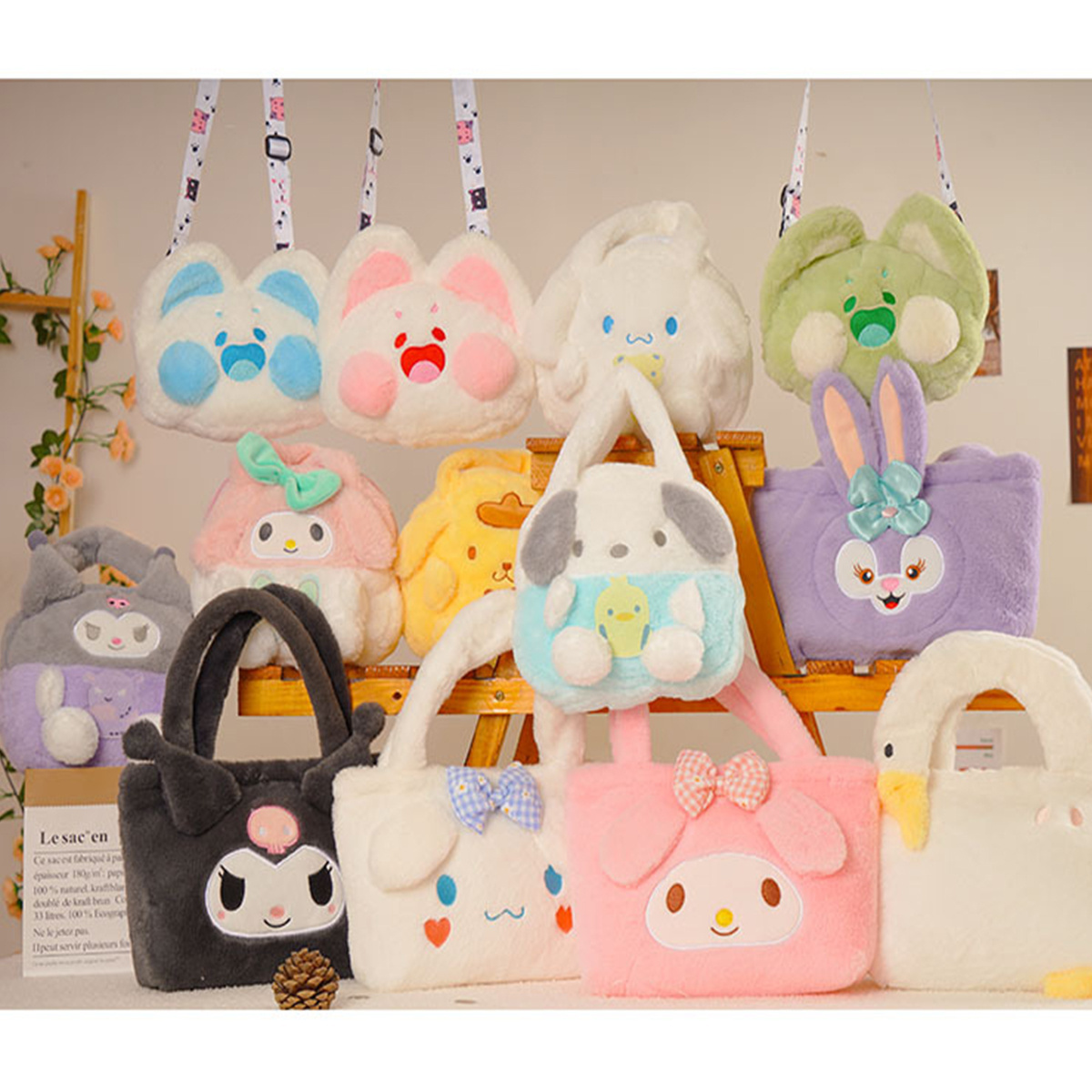 Wholesale Cartoon Character Kawaii Sanrio My Melody Kuriomi Plush Backpack Cute Sanrio Mini Backpack Coin Purse