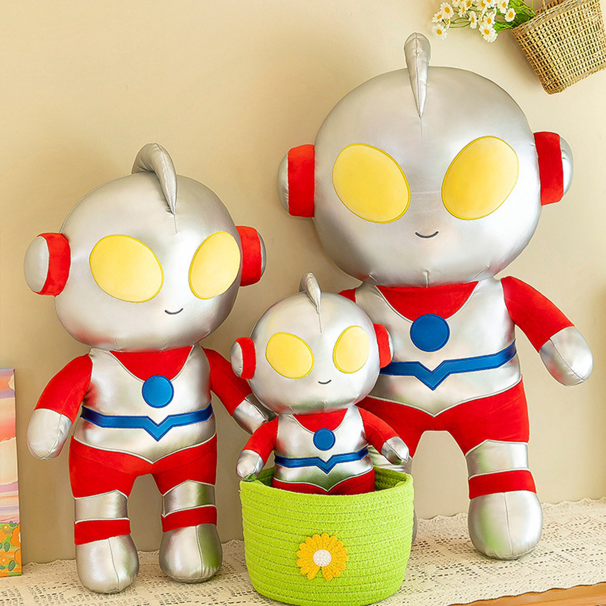 New Style Cute Soft Pillow Doll Red And Blue Big Eyes Ultraman Plush Toy Bedtime Toys For Children s Gift