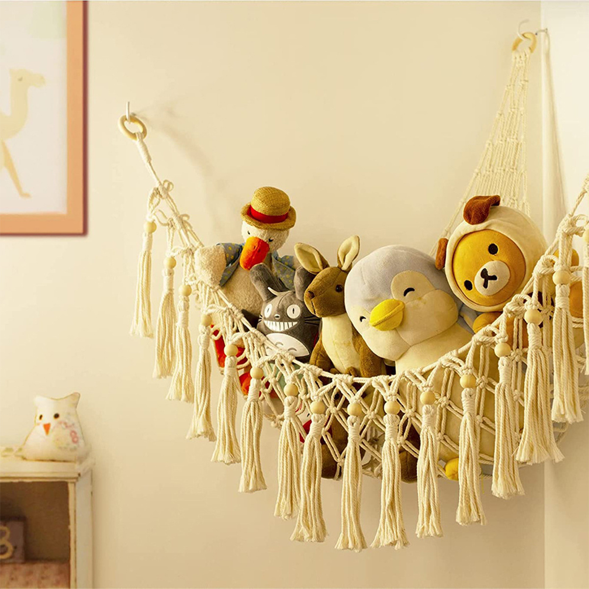 Hot Boho Macrame Hand weaving Toy Hammock for Stuffed Animals Netting Corner And Stuffed Animals Hammock Room Organizers Storage