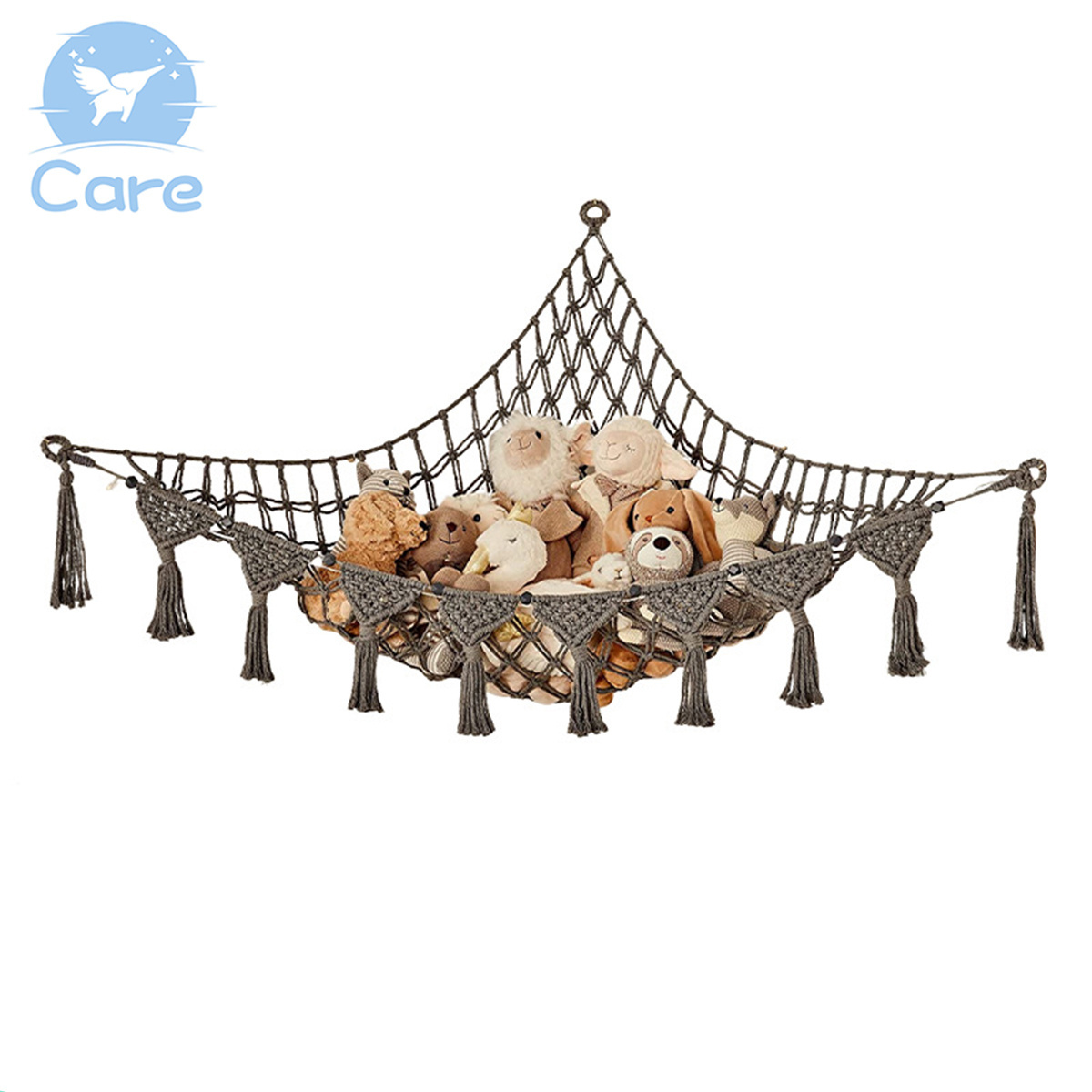 Hot Boho Macrame Hand weaving Toy Hammock for Stuffed Animals Netting Corner And Stuffed Animals Hammock Room Organizers Storage