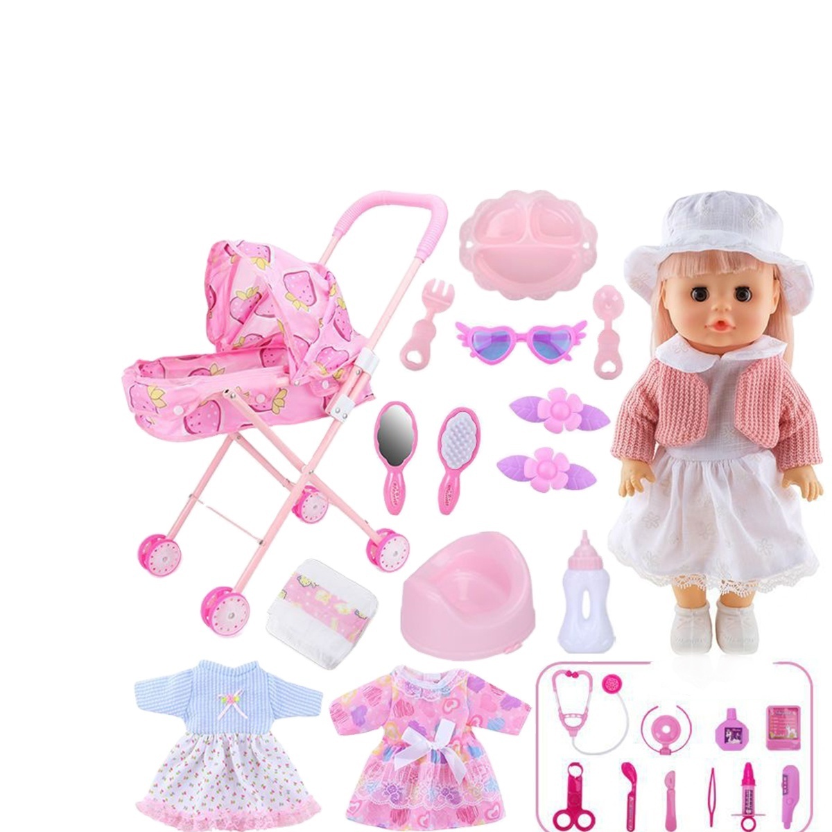 High Quality 14 INCH reborn baby doll with IC alloy trolley real life reborn toddler dolls girl lifelikle playhouse girl toy