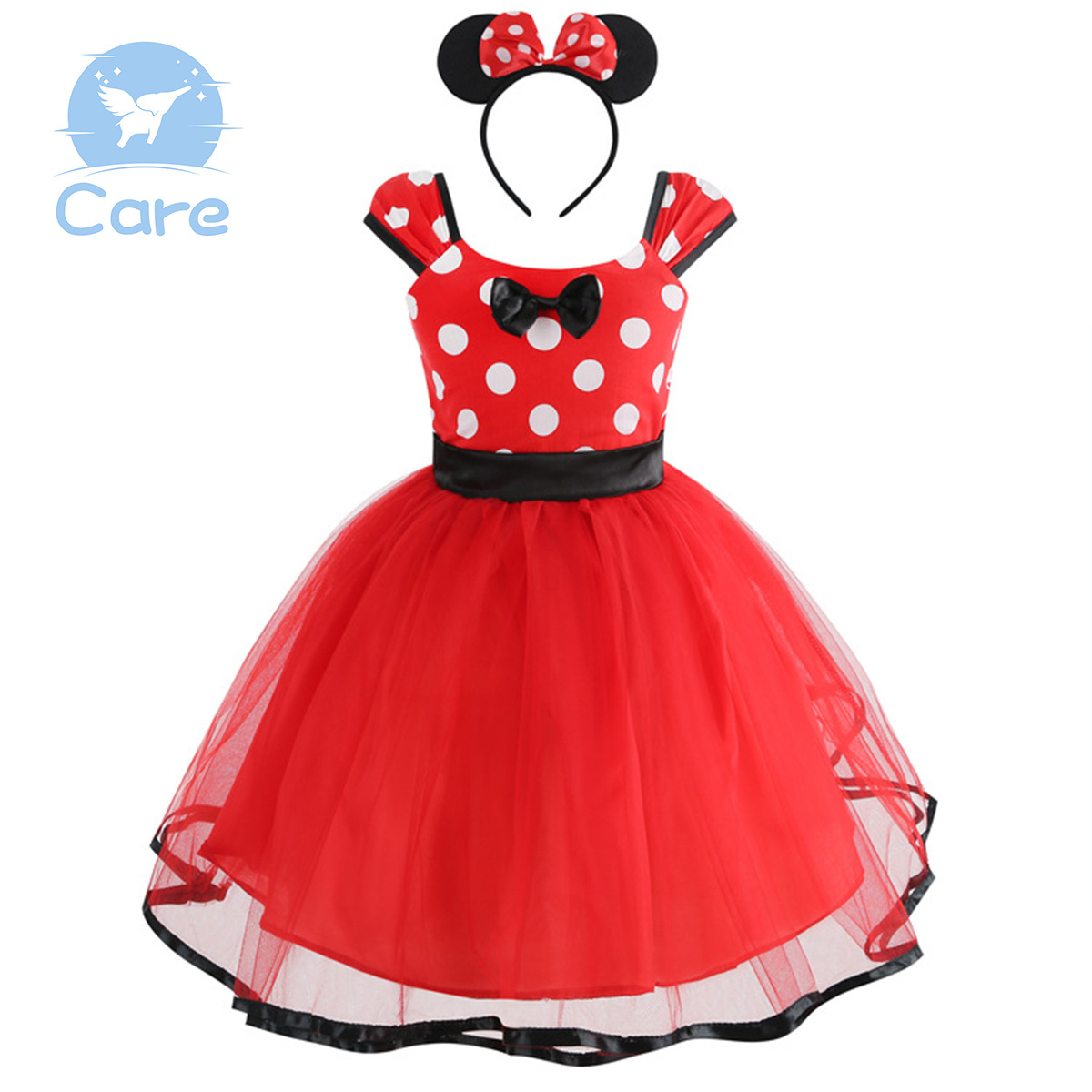 Hot Sell Summer Minnie Girls Tutu Dresses Polka Dot Princess Dress Children Birthday Party Outfits With Headband Kids Bow Clothe