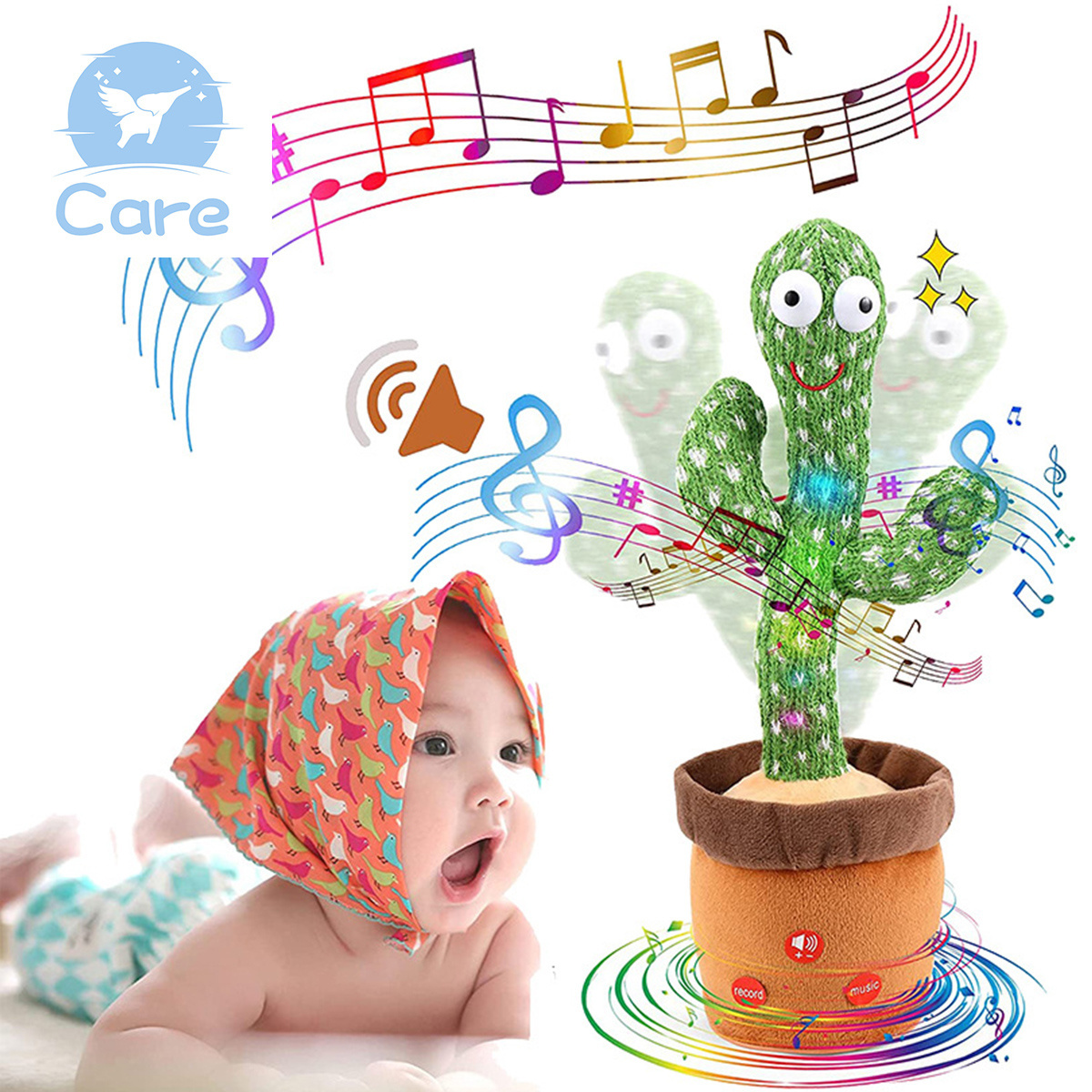 High Quality Cute Stuffed Flowerpot Dancing Talking Electric Cactus Plush Toy Dancing and Singing Toys for Baby's Gift