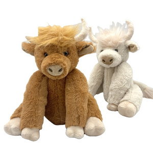 Simulation Scottish Highland Cow Plush Animal Doll Arms Flexible Long-Haired Yak with Music Plush Toy For Girls Boys Gifts