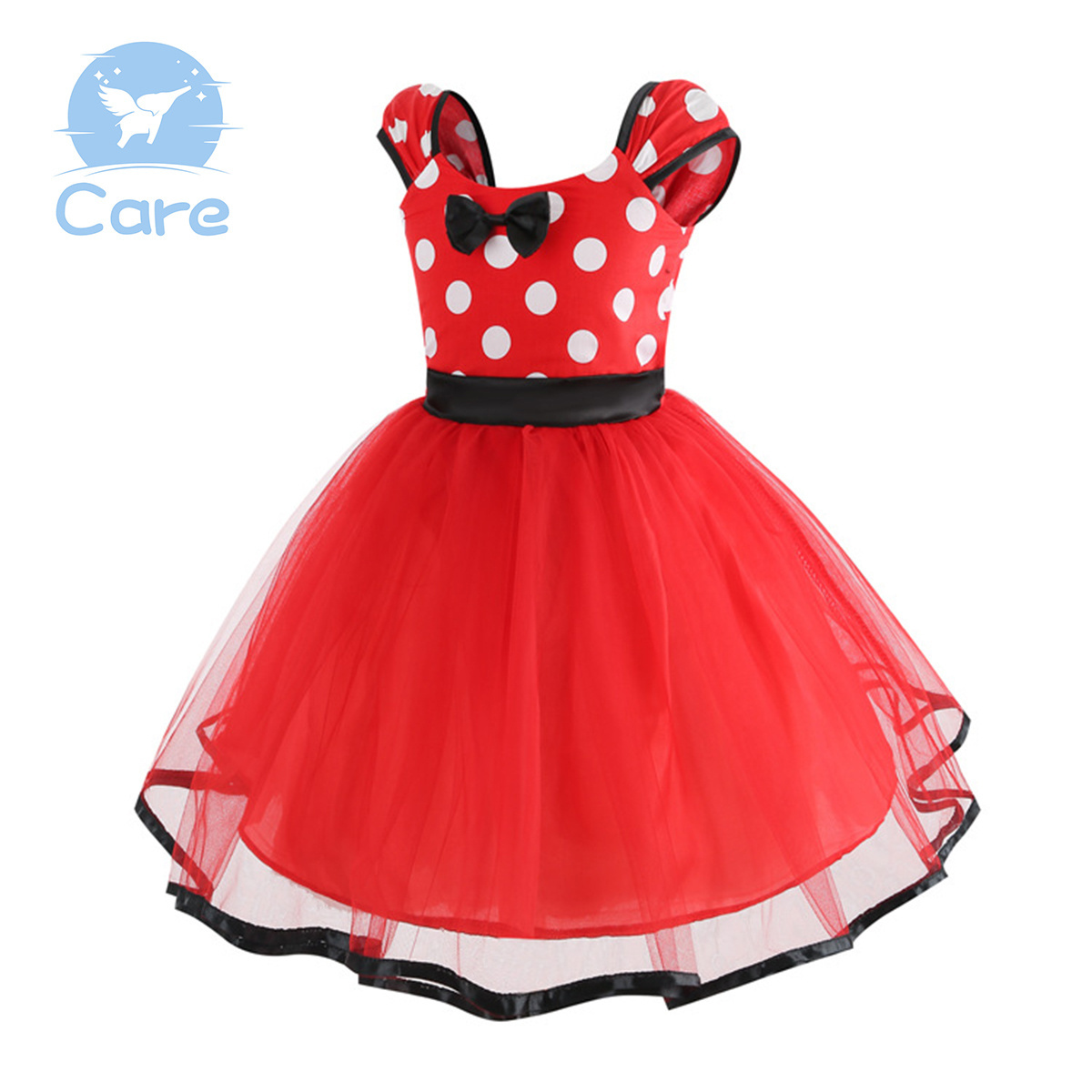 Hot Sell Summer Minnie Girls Tutu Dresses Polka Dot Princess Dress Children Birthday Party Outfits With Headband Kids Bow Clothe