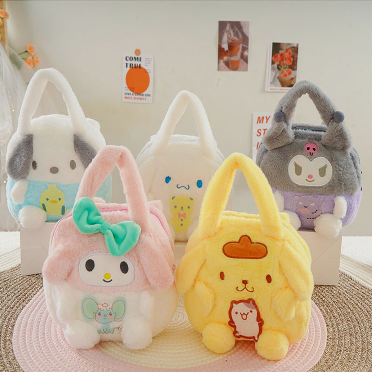 Wholesale Cartoon Character Kawaii Sanrio My Melody Kuriomi Plush Backpack Cute Sanrio Mini Backpack Coin Purse