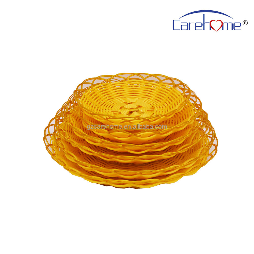 factory wholesale hollow PP wire handweaved laced PP rattan basket washable snack basket