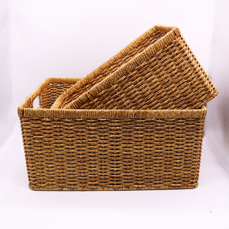 Factory customized   plastic rattan woven home storage  basket  closet basket wardrobe basket for  bar underwaist