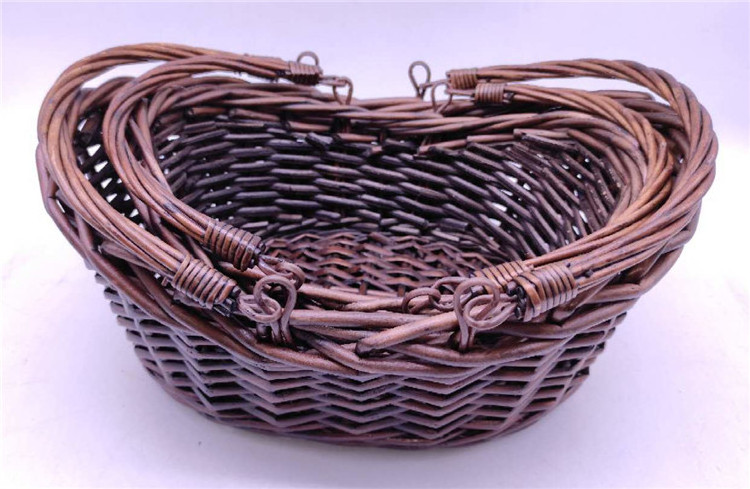 hot sale wholesale cheap log small shopping  plant  fruit bike festival gift basket packaging wicker baskets for gifts