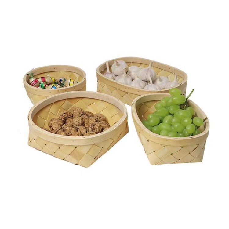 Wholesale Fashion Handmade wooden gift woven storage basket for kitchen food storage basket