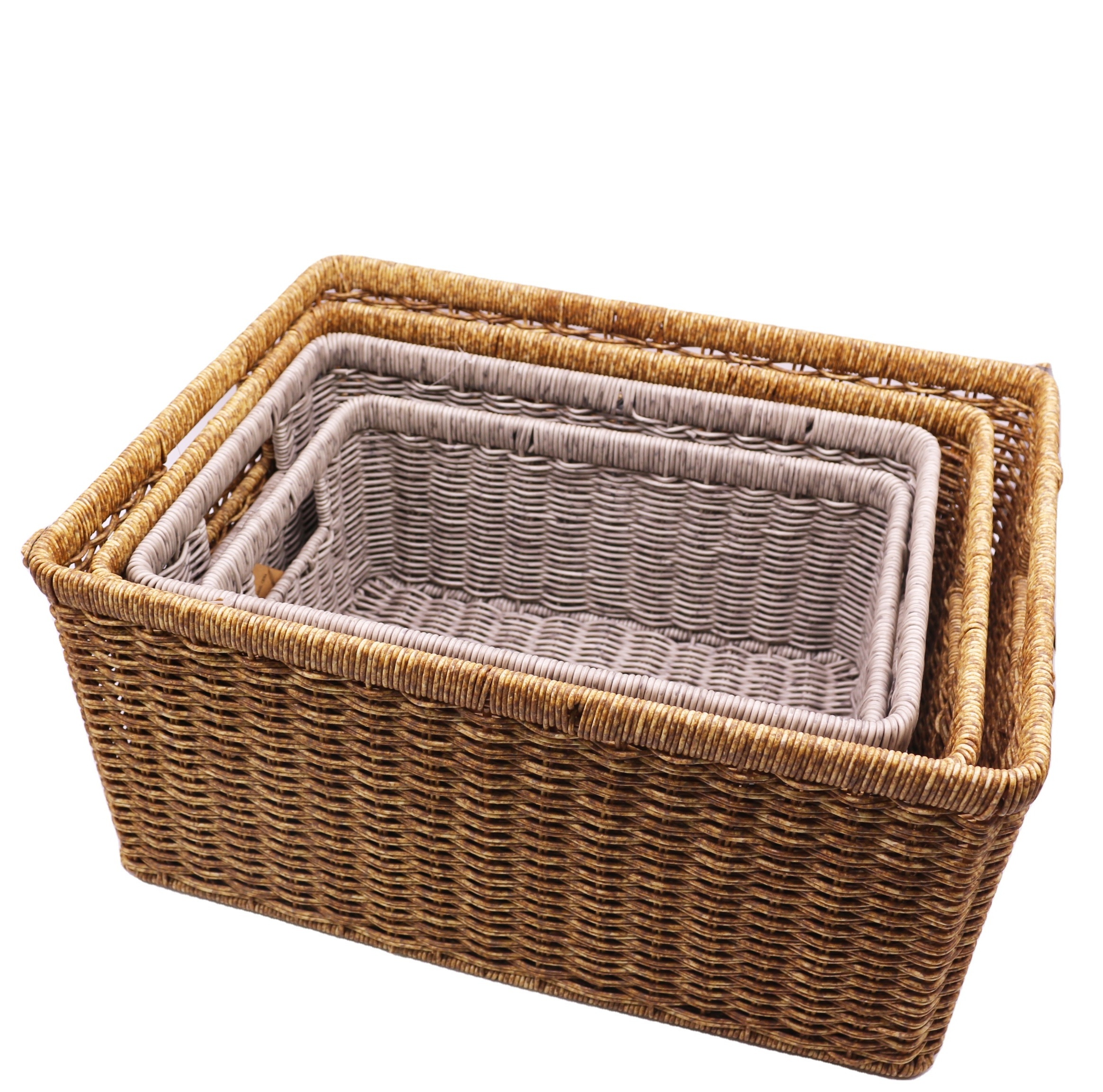 Factory customized   plastic rattan woven home storage  basket  closet basket wardrobe basket for  bar underwaist