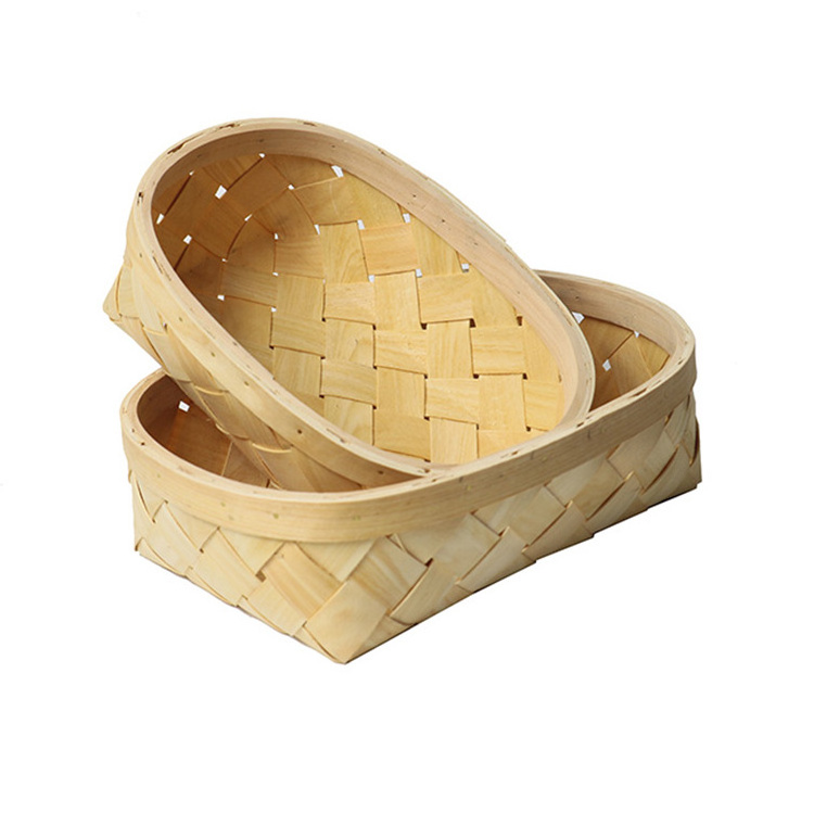 Wholesale Fashion Handmade wooden gift woven storage basket for kitchen food storage basket