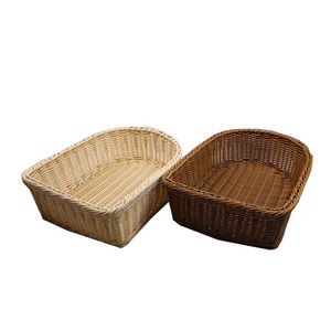 hand weaving washable PP rattan Luxury hotel shoe basket with handle