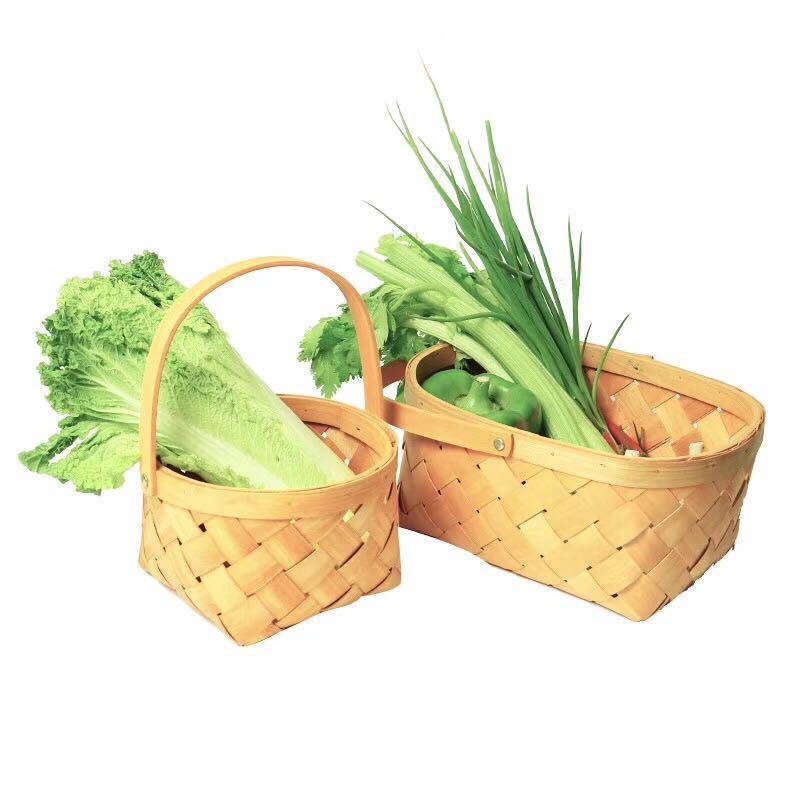 Wholesale Fashion Handmade wooden gift woven storage basket for kitchen food storage basket