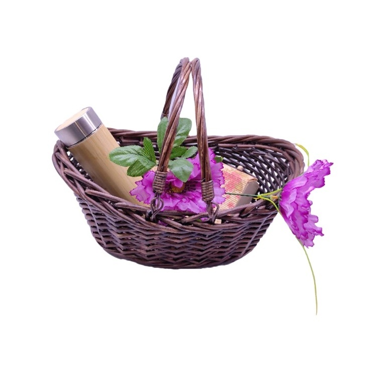 hot sale wholesale cheap log small shopping  plant  fruit bike festival gift basket packaging wicker baskets for gifts