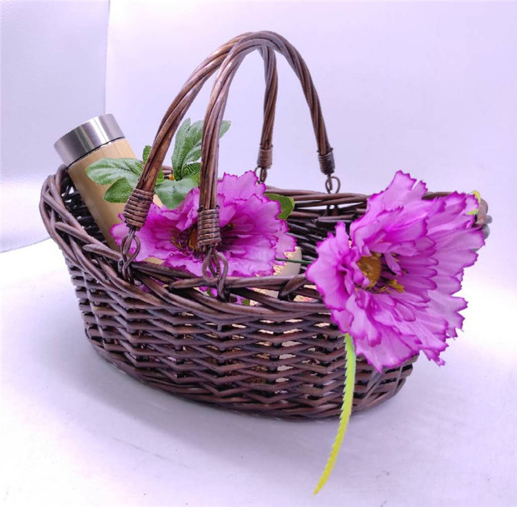 hot sale wholesale cheap log small shopping  plant  fruit bike festival gift basket packaging wicker baskets for gifts