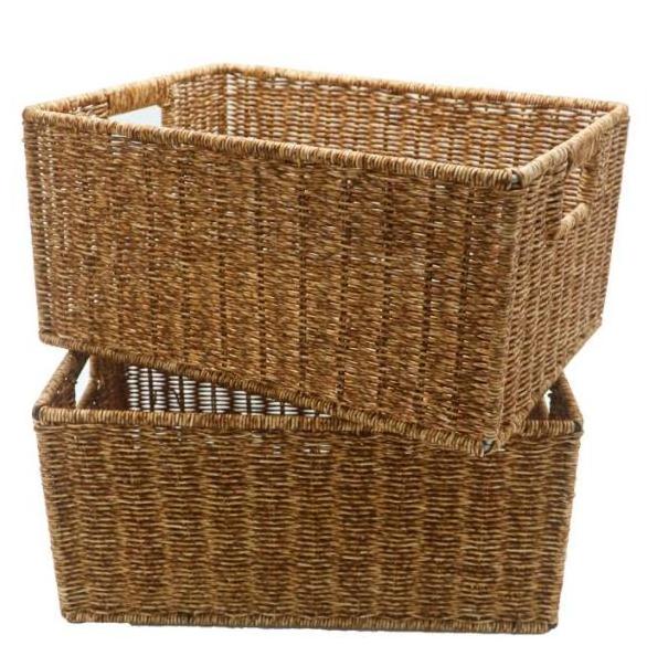 Factory customized   plastic rattan woven home storage  basket  closet basket wardrobe basket for  bar underwaist