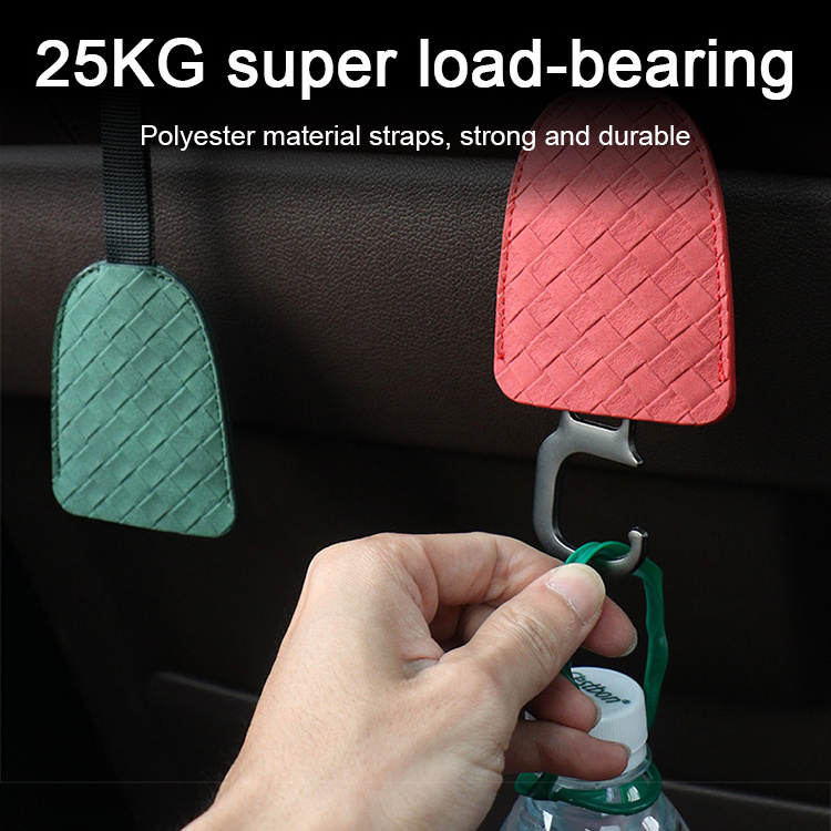 ZY Non-toxic Pu Plaid Decorating Car Hook Bag Daily Necessities Hang Car Rear Seat Heavy Duty Metal Back Hook