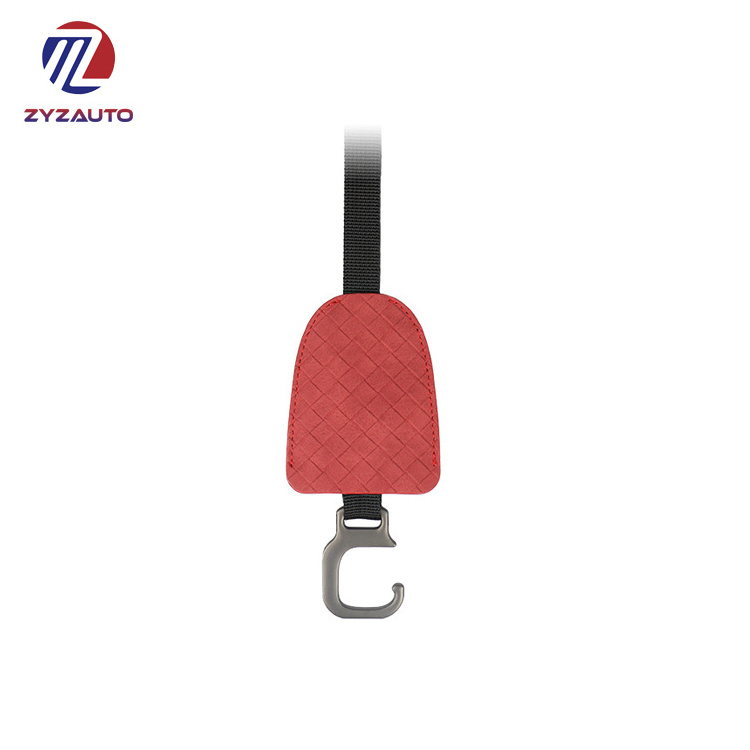 ZY Non-toxic Pu Plaid Decorating Car Hook Bag Daily Necessities Hang Car Rear Seat Heavy Duty Metal Back Hook