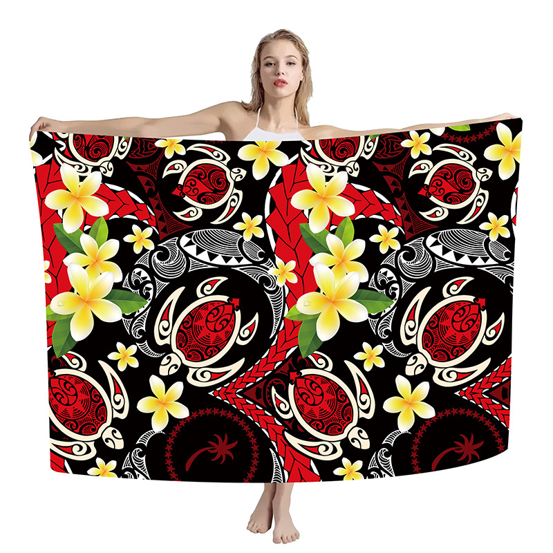 Custom Design Polynesian Tribal Ladies Sarongs Swimwear Beach Pareo Swimsuit Wrap Cover Up for Women Fashion Trend Sarong