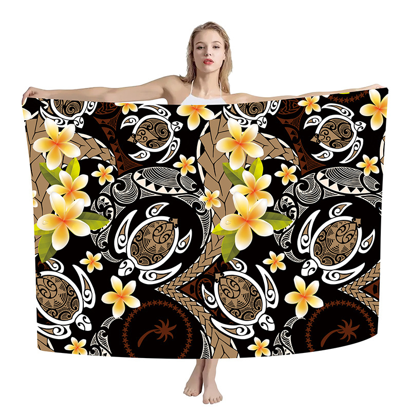 Custom Design Polynesian Tribal Ladies Sarongs Swimwear Beach Pareo Swimsuit Wrap Cover Up for Women Fashion Trend Sarong