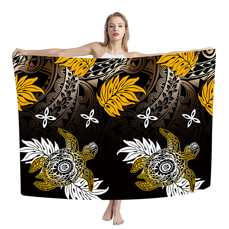 Custom lavalava Sarong Beach Swimsuit Cover up Wrap Hawaiian Beachwear Pareo Floral Turtle Printed Sarongs