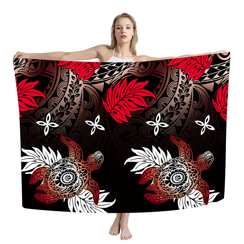 Custom lavalava Sarong Beach Swimsuit Cover up Wrap Hawaiian Beachwear Pareo Floral Turtle Printed Sarongs