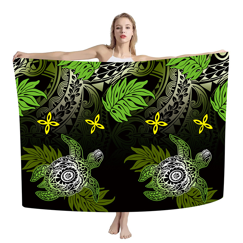 Custom lavalava Sarong Beach Swimsuit Cover up Wrap Hawaiian Beachwear Pareo Floral Turtle Printed Sarongs