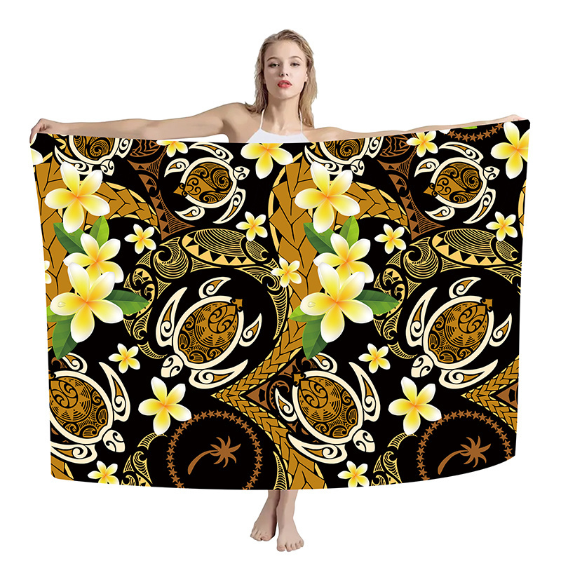 Custom Design Polynesian Tribal Ladies Sarongs Swimwear Beach Pareo Swimsuit Wrap Cover Up for Women Fashion Trend Sarong