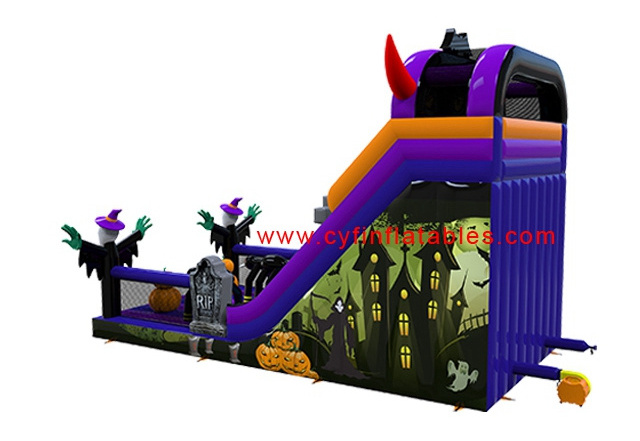 Halloween inflatable bouncer slide bouncing castle with slide