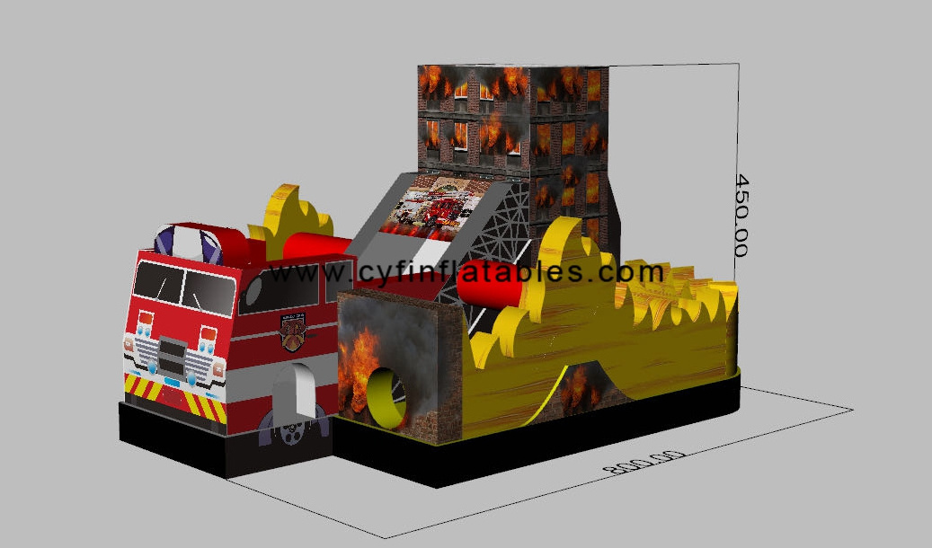 Inflatable Farm Bouncy Castle Slide Combo Firefighter Bounce House fire fighting truck Bouncy castle Jumping Castle for Sale