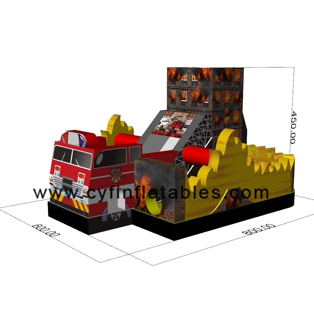 Inflatable Farm Bouncy Castle Slide Combo Firefighter Bounce House fire fighting truck Bouncy castle Jumping Castle for Sale