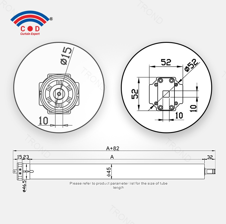 AOK 45 mm AM45C-20/17-ZS Smart Outdoor Sun Room Windproof Waterproof Screen Strong Power Rechargeable Solar Electric Motor